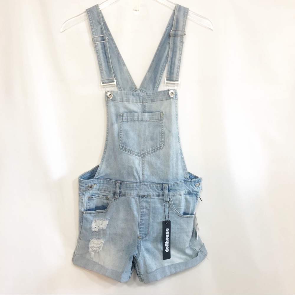 Dollhouse Overalls distressed Denim Shorts Size 9